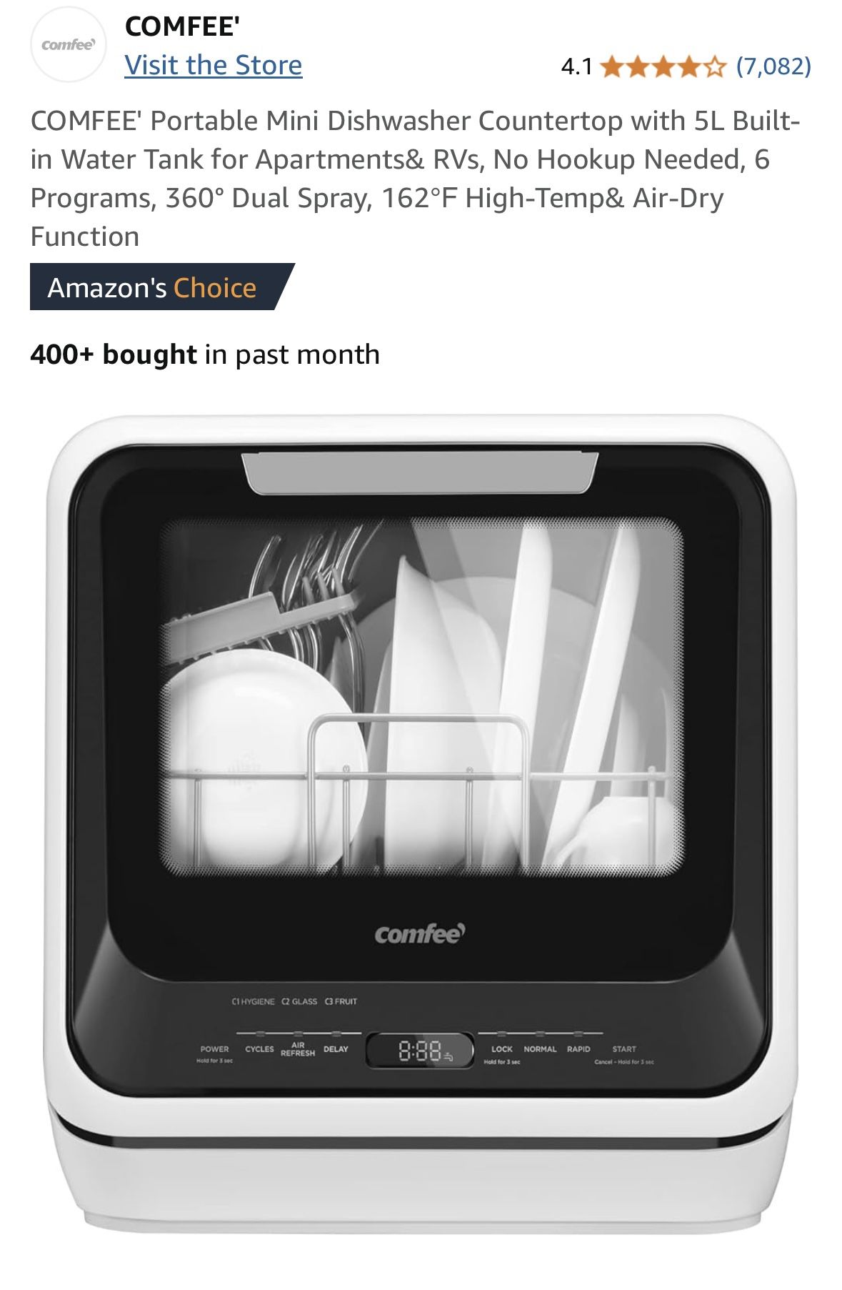 Comfee Portable Mini Dishwasher Countertop