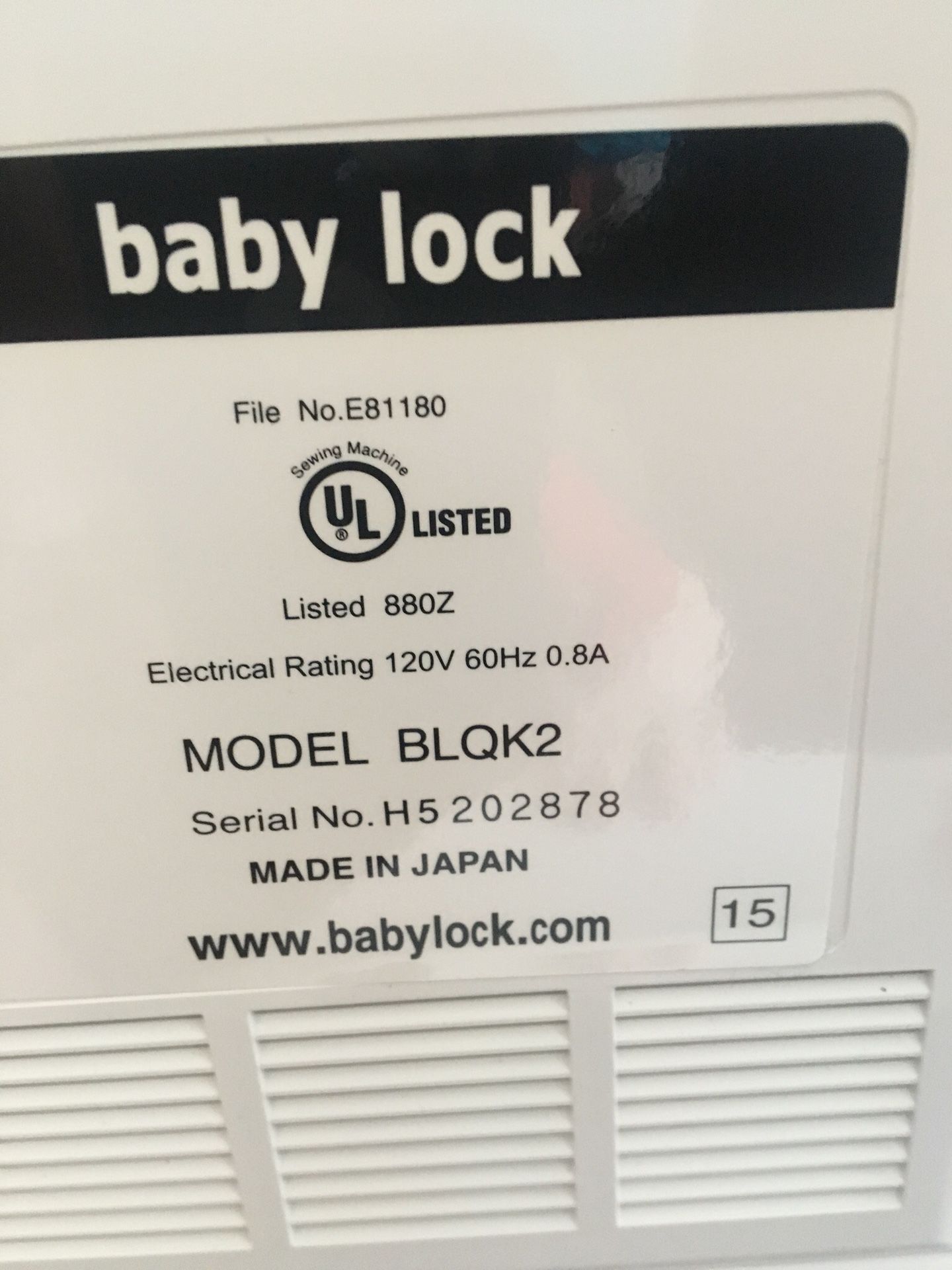 BabyLock Sashiko 2 Sewing Machine, Slightly Used, well maintained. for