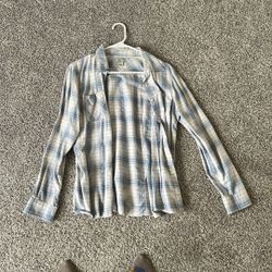 Blue, White And Pink Plaid Flannel