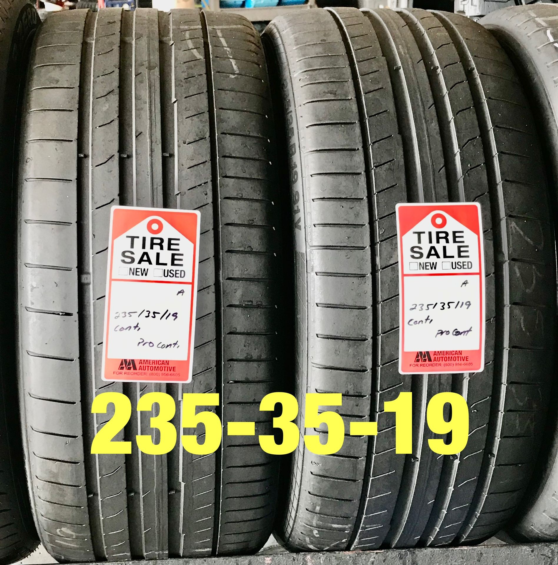 2 used tires 235/35/19 Continental