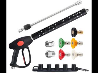 M MINGLE Replacement Pressure Washer Gun With Extension Wand, M22 15mm Or M22 14mm Fitting, 5 Nozzle Tips, 40 Inch, 4000 PSl