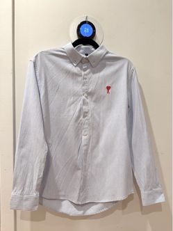 AMI Dress Shirt Light Blue Stripped