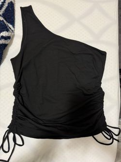 One Shoulder Top (2X) - Black