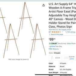 4 Pack Wooden Easels
