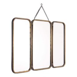Vintage trifold mirror with chain hanger