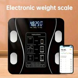 Smart Digital Bathroom Scale, Black Glass, ultra-precision, App, USB Charging,