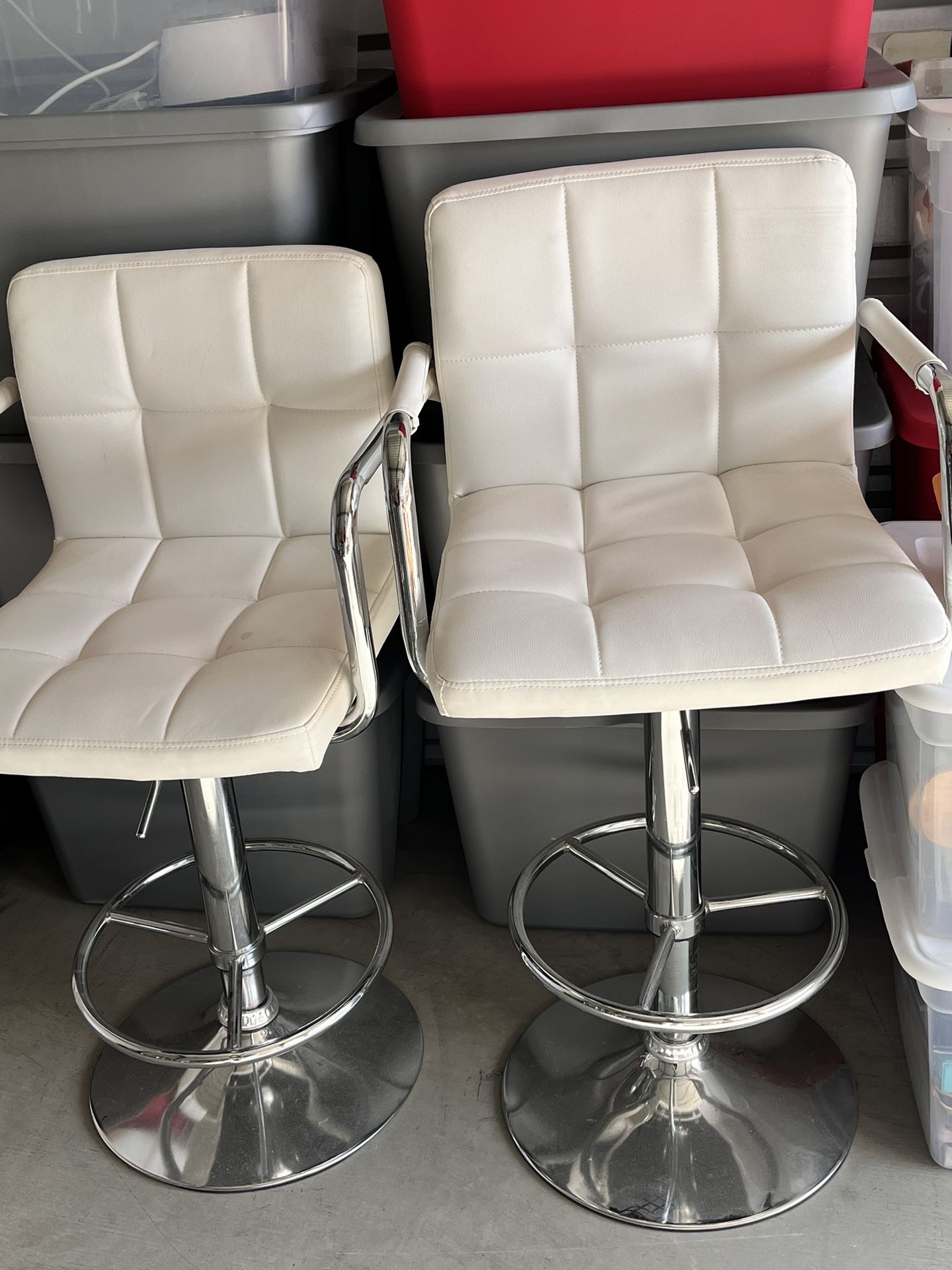 White And Stainless Steel Bar Stools