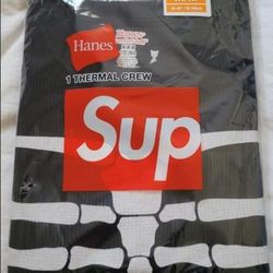 Supreme Hanes Bones Thermal Crew Shirt Medium Nike Stussy Adidas