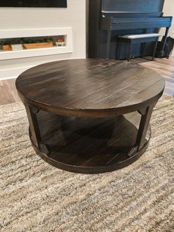 Ashley Furniture Rogness Round Coffee Table — Rustic Brown