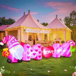 8FT Mothers Day Inflatable Outdoor Decoration, Built In LED Lights Mothers Day Blow Up Yard Decoration For Holiday Party, Indoor, Outdoor, Garden, Yar