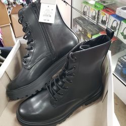 A New Day Black Combat Boots 8