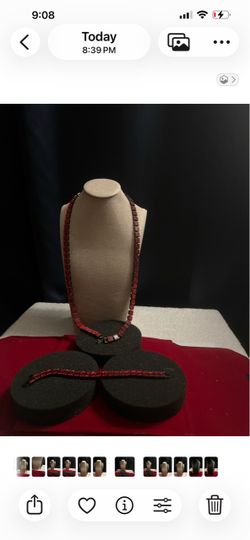 Premium Handset Crystals Red Ice Cube Tennis Chain & Bracelet Set VVS CZ