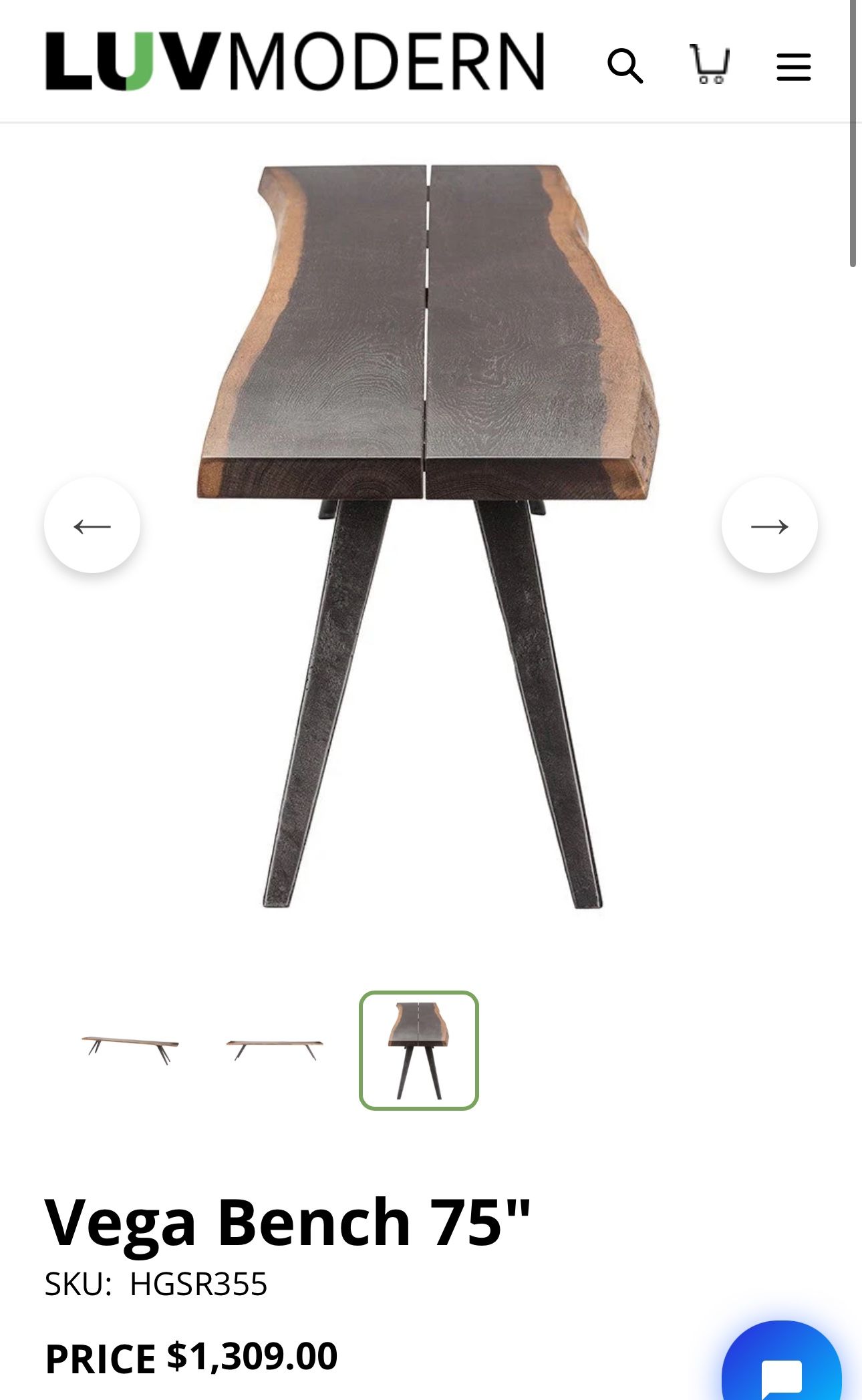 Square Roots Vega Bench 75"