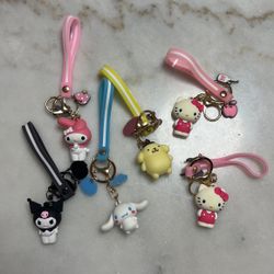 New Cute “ Sanrio” Keychains With Charms 6pc