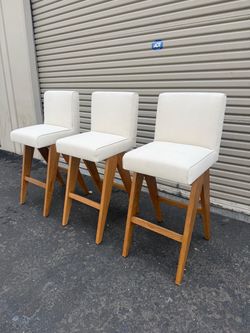 Restoration Hardware Jakob Fabric Bar Stools — Set of 3