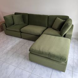 New Olive Green Velvet Cloud Couch Sectional