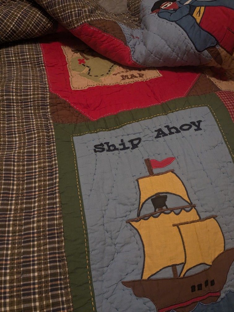 Kids Pirate Theme Bed Quilt 