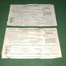 Defense Saving Bonds Pledge Forms ( WW II ), year 1942.