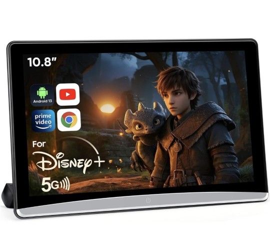 10.8" Android 13 Back Seat Car TV,5G WiFi Car Headrest Monitor Tablet Touch Screen,Support Phone Mirror Link/HDMI in+Out/Bluetooth/USB/SD Headrest Vid
