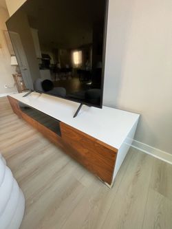 Modern TV Stand with Walnut and White Finish