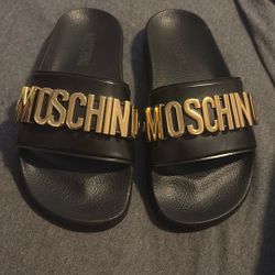 Moschino Black Leather Slipper 