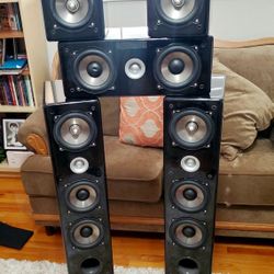 5 piece Piano Finish Speaker  Home Theater and Vocals System