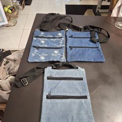 Set Of 3 Crossbody Bags, Messenger Hipster Adjustable Strap With 3 Zippers