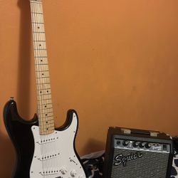 Fender Stratocaster Electric Guitar With Amplifier and Case