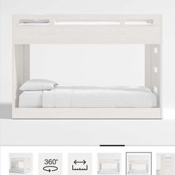 Abridged White Glaze Low Twin Bunk Bed Rolling Twin Bed Right Ladder - Crate And Barrel Kids The Land Of Nod - Like New!