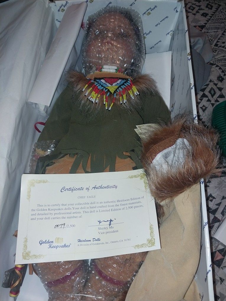 Native American Porcelain Heirloom Limited Edition Duck House Doll