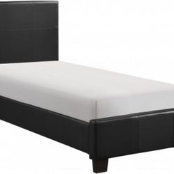 Black Leather Twin Size Bed Frame