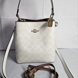 COACH Small Town Bucket Bag In Signature Canvas 2021 light  white chalk