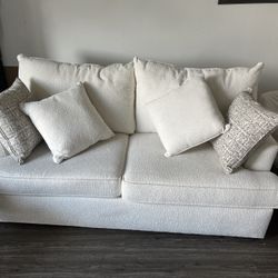 Belinha II Opal White Fabric 95" Sofa | Track Arms