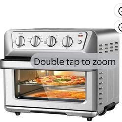 7-in-1 Convection Air Fryer Toaster Oven, Family Size, Bake Broil Toast, 1800W Fast Heating, Timer, Auto-Shutoff, Cookbook Included, Stainless Steel, 