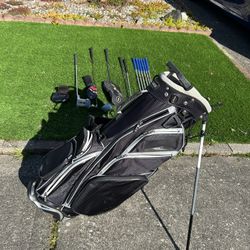 Whole golf set for sale.  . Ben Hogan Iron Set (8 irons with new grips) Including Driver, Fairway Wood, Putter, Golf bag.  EVERYTHING !!!