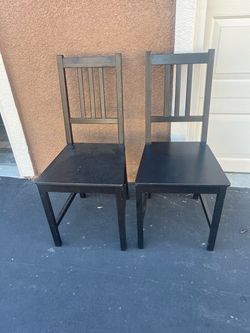 Set of 2 Black Wooden Dining Chairs
