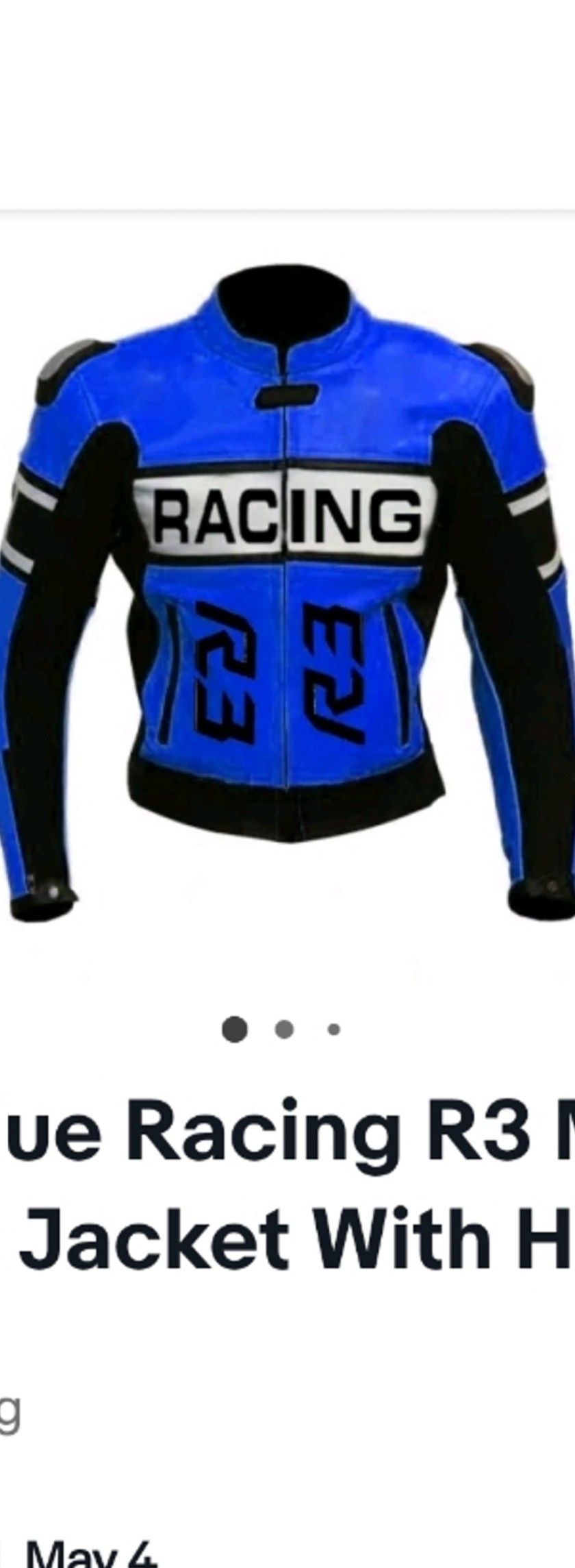 Blue Racing Jacket Motorcycle XL With Hump, a blue Motorcross helmet and a blue goggles.