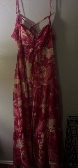 Pink Floral Backless Maxi Dress size xl