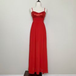 Qurio by Aggie Red Cocktail Chiffon Maxi Dress