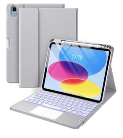 Compatible for iPad （A16) 11th 10th Generation Case with Keyboard- Gray