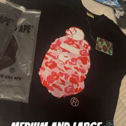 Medium And Large Bape Shirt + Baby Milo Collab