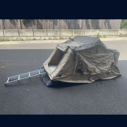 LD TMBK 3 Soft Shell Roof Top Tent, Tan Body & Green Rainfly