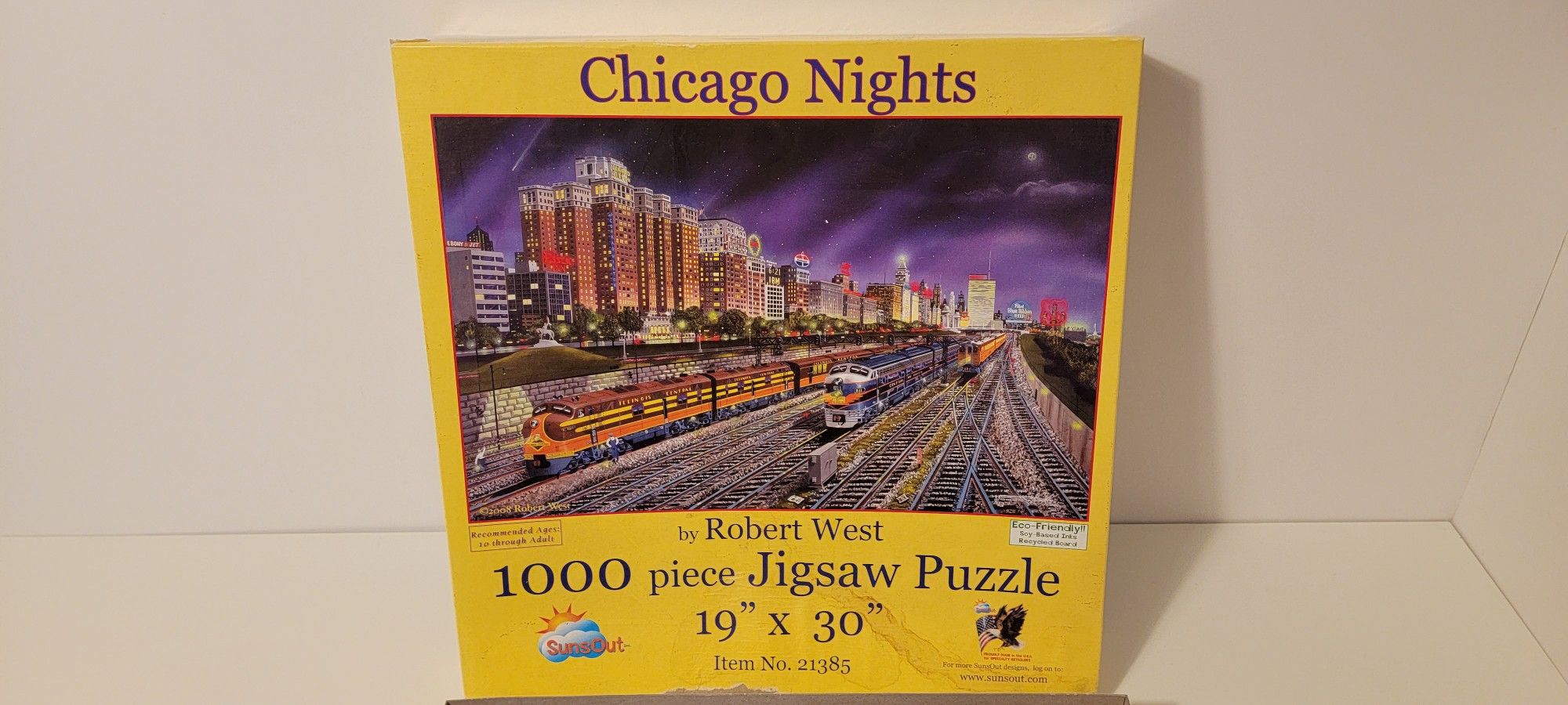 Chicago Nights - 1000 pc Jigsaw Puzzle by Artist: Robert West - Finished Size 19" x 30" 
