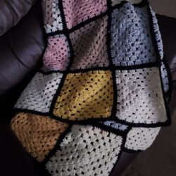 Vintage Hippy Crocheted Blanket