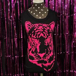 Black Sweater Tank with Tiger