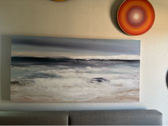 Original Carol Robinson sea portrait oil paint and textured.