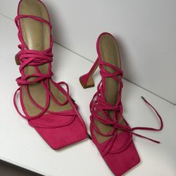 Hot Pink Strappy Heels - Size 11