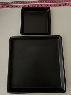 square black ceramic decorative trays or plant pot saucers from IKEA