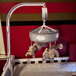 The Peanutshell Crib Mobile for Boys or Girls - Grey Musical Baby Crib Mobile with 12 Lullabies