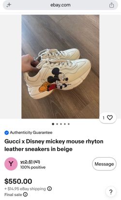 Gucci x Disney Mickey Mouse Rhyton Sneakers it would fit a size 6.5/7